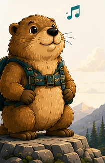 Gary the marmot, prepared and watchful